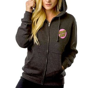 Santa Cruz Zip Up Hoodie Charcoal Heather Gray
